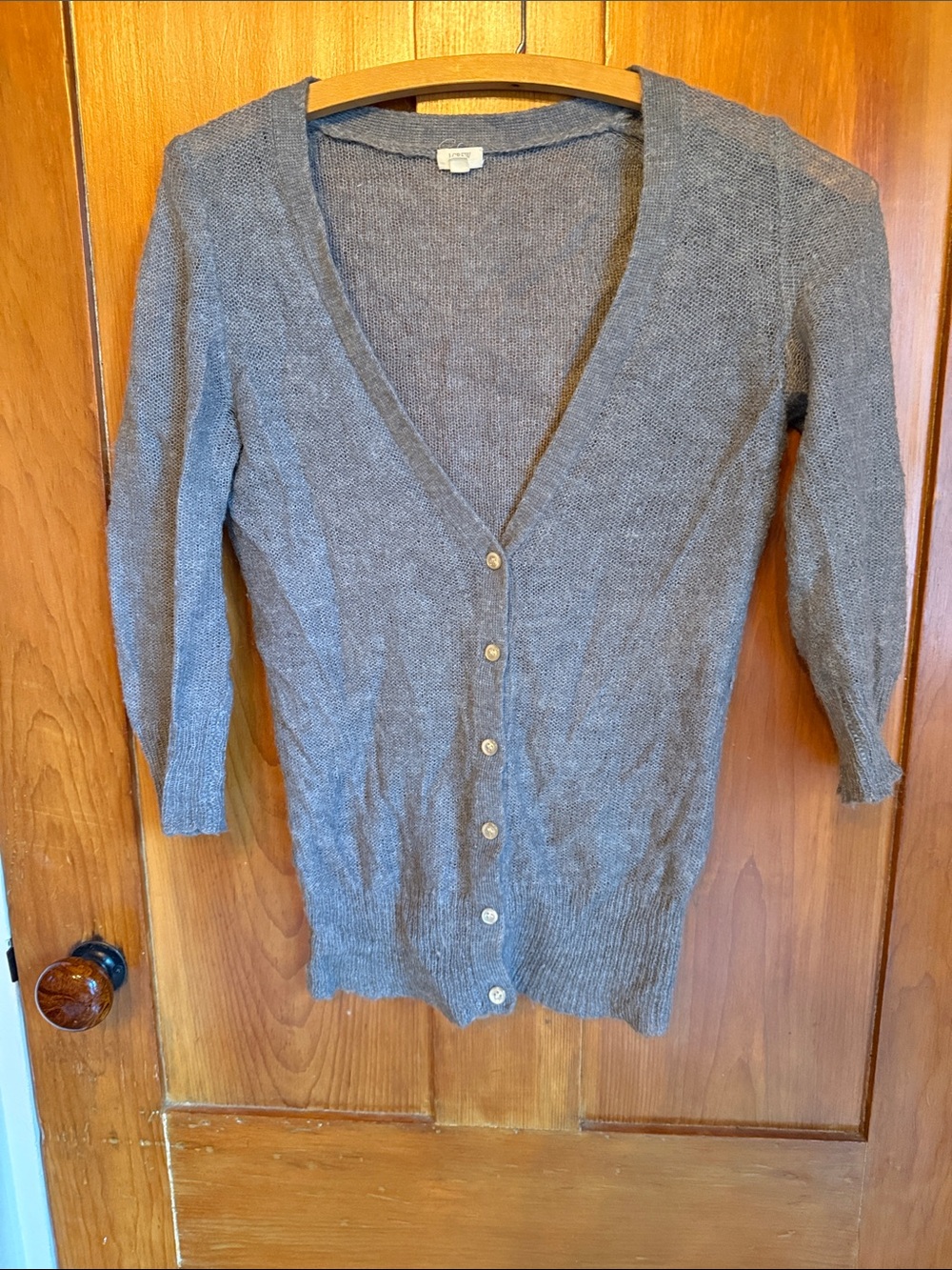 J. Crew Heather Gray V-Neck Button-Front Women's Cardigan